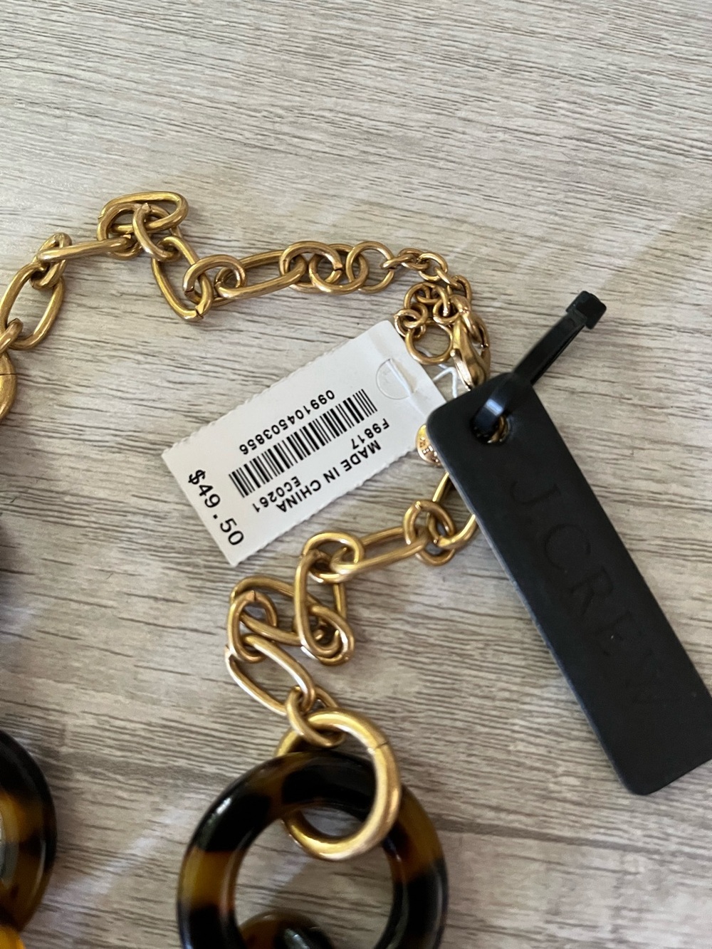 J Crew Tortoiseshell Chain Link Necklace NWT - Picture 3 of 3